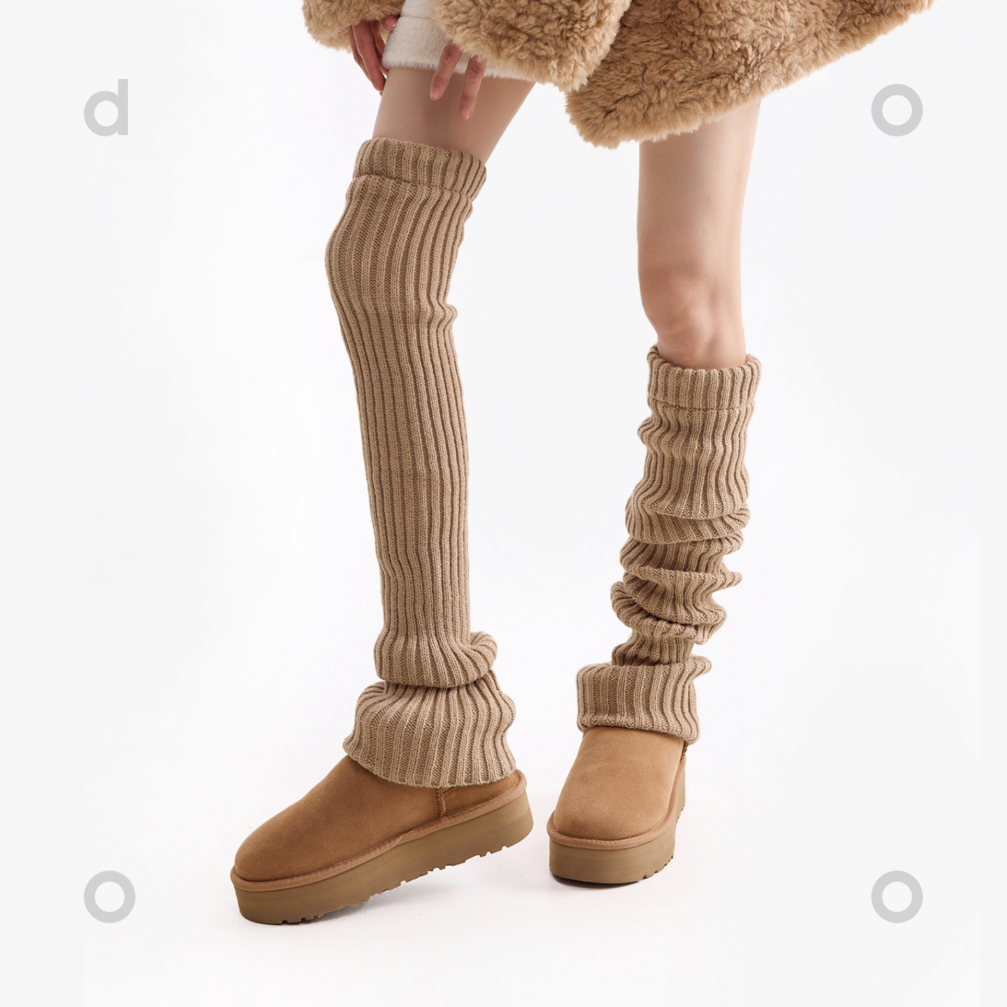 卡其色罗口70cm长筒堆堆针织袜套过膝袜子女秋冬护膝腿套y2k保暖