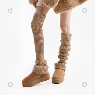 卡其色罗口70cm长筒堆堆针织袜套过膝袜子女秋冬护膝腿套y2k保暖