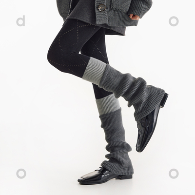 微喇叭阔腿拼接灰色袜套配鲨鱼裤秋冬羊毛厚款保暖小腿套堆堆袜女