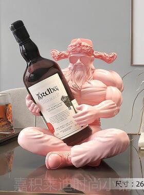 高档肌肉财神爷红酒架品摆餐件客厅玄关边柜酒酒柜托装饰乔迁新居