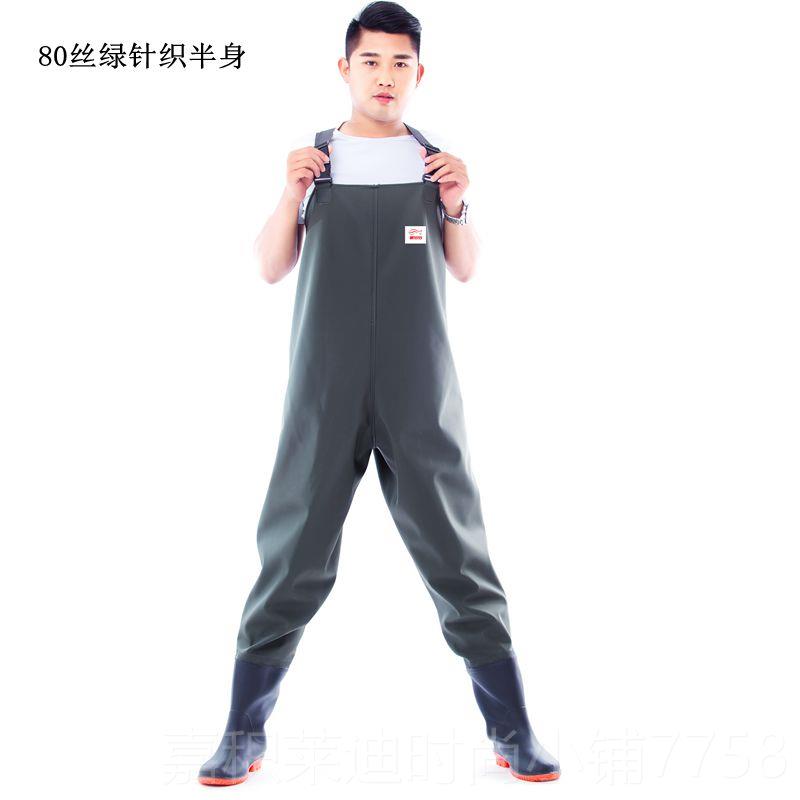 高档下水裤半身水裤连体雨裤鱼皮防护钓鱼衣服加叉厚耐磨防雨鞋雨图片