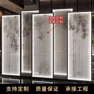饰屏风 酒店活动隔断不锈钢艺术玻璃屏风饭店包厢宴会厅折叠装