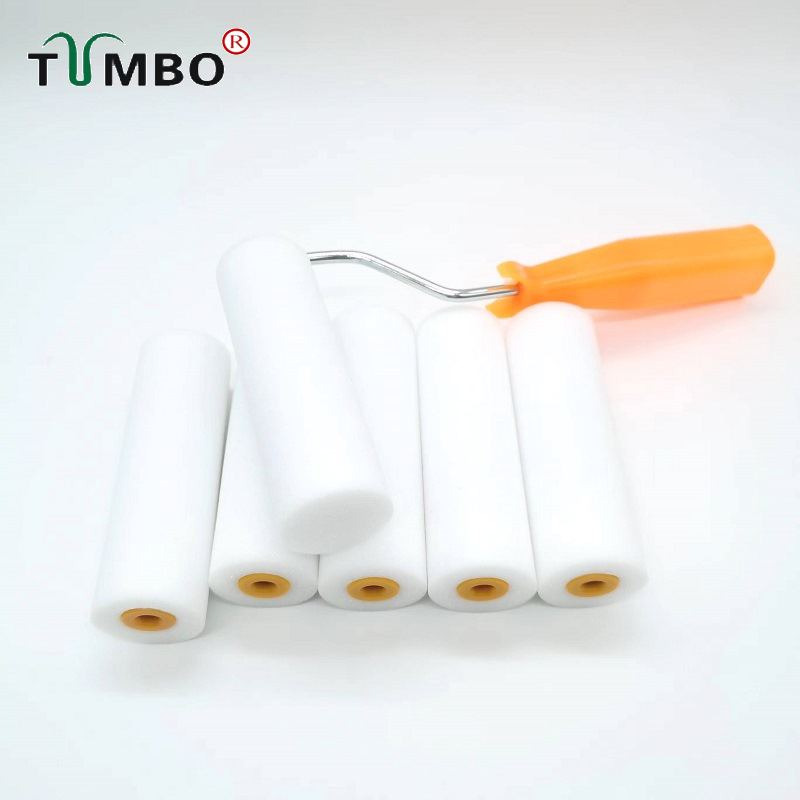 工厂直销TUMBO4寸水性平头海绵滚筒刷高密度涂刷工具乳胶漆油漆刷