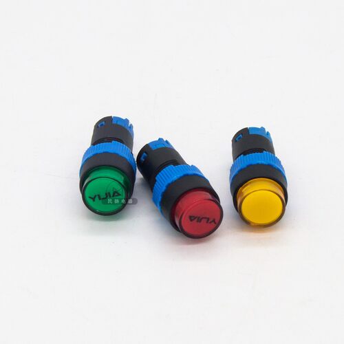 一佳按钮开关圆形自复位LA12-11BN/Y自锁电源点动控制3脚开孔12mm
