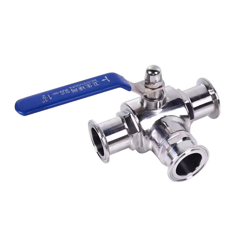 304不锈钢卫生级快装三通球阀卡箍式快开T型手动阀门开关L型快接