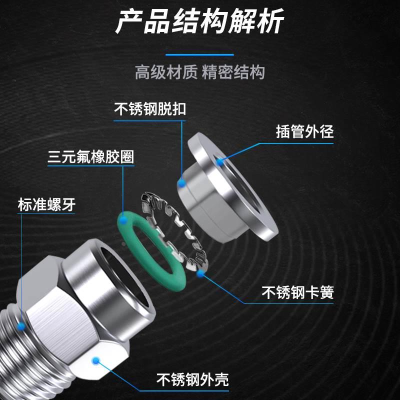 304不锈钢气管快速接头PC8-02螺纹直通三通快插外丝软管Y型6/10mm
