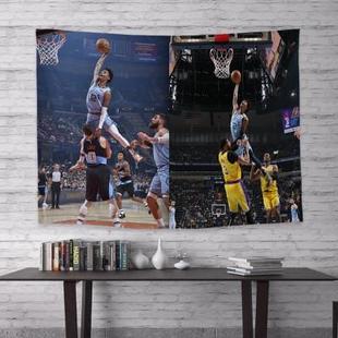 饰墙布卧室宿舍画布挂毯 NBA灰熊队挂布莫兰特背景布ins房间装