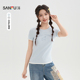 上衣女装 三福短T恤2026春季 小马英文印花撞色插肩袖 520174