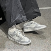 Dunk 低帮 皮革 Nike 休闲舒适 防滑耐磨 儿童板鞋 灰白色