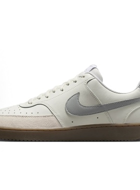Nike Court Vision 舒适简约薄底 防滑耐磨 低帮 板鞋 男款白灰色