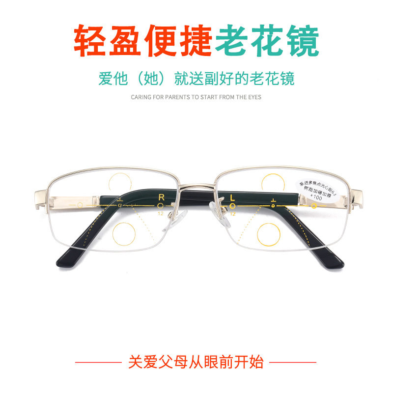 智能远近两用佰年康老花镜 变色渐进多焦点男女一镜两用丹阳眼镜