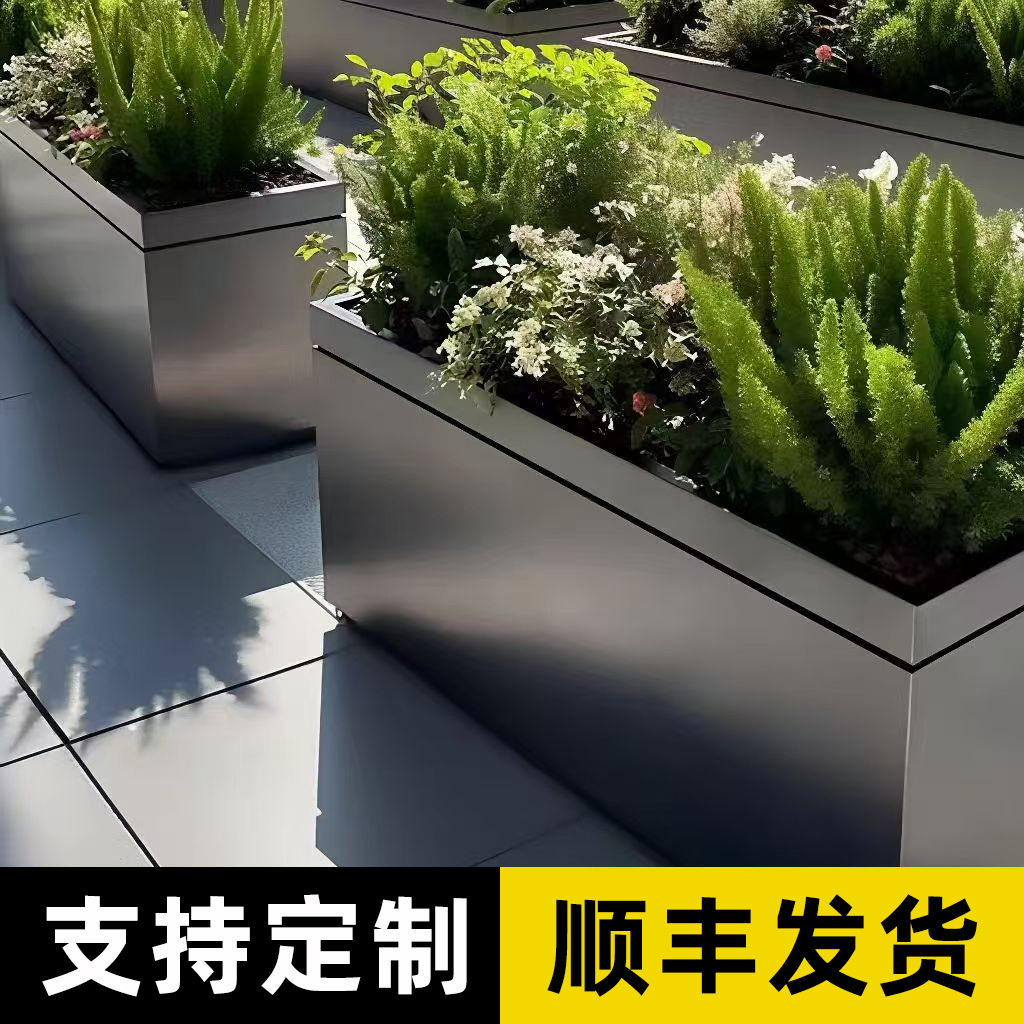 户外铁艺花箱商业街广场隔断图片