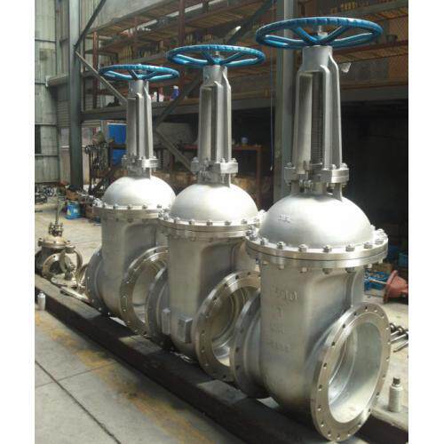 304不锈钢法兰手动闸阀z41w-64p，DN300双法兰闸阀DN350手动闸阀