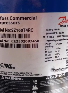 SZ161T4VC SZ160T4CC SM160T4RC SM160T4CB 丹佛 斯空调冷库压缩