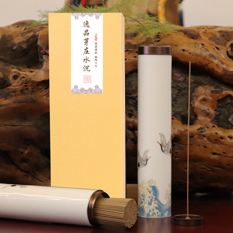 120g天然沉香线香陶瓷罐装芽庄沉香 家用印度老山檀老料檀香线香