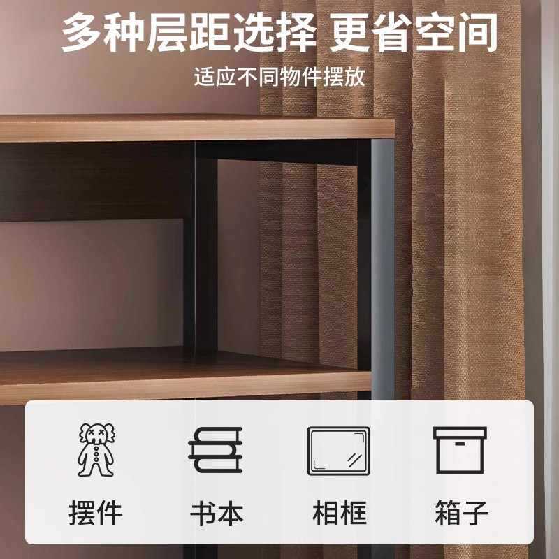 ?书架置物架落地小型收纳架子实木色书柜办公室储物架柜子分层架