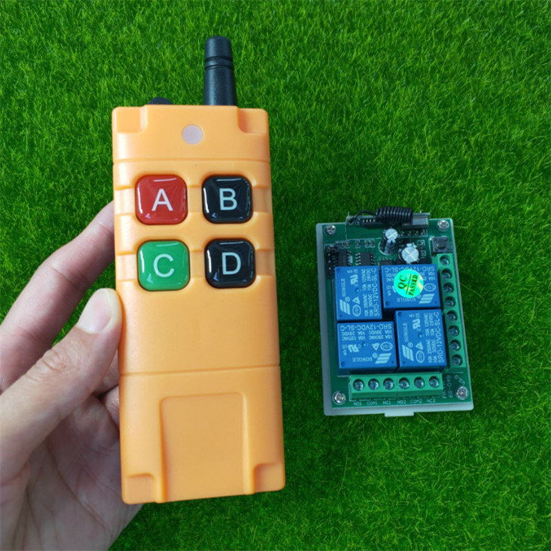 工业远距离大遥控12V24V四路道闸电源LED车灯具车尾板开关控制器