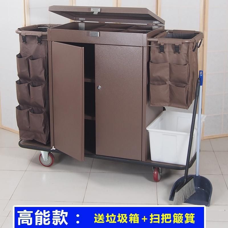 酒店客房多功能手推车带门带盖布草车保洁工作车房口清洁服务推车