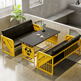 工业风复古餐厅餐桌椅组合酒吧清吧休闲卡座沙发美式铁艺沙发桌椅