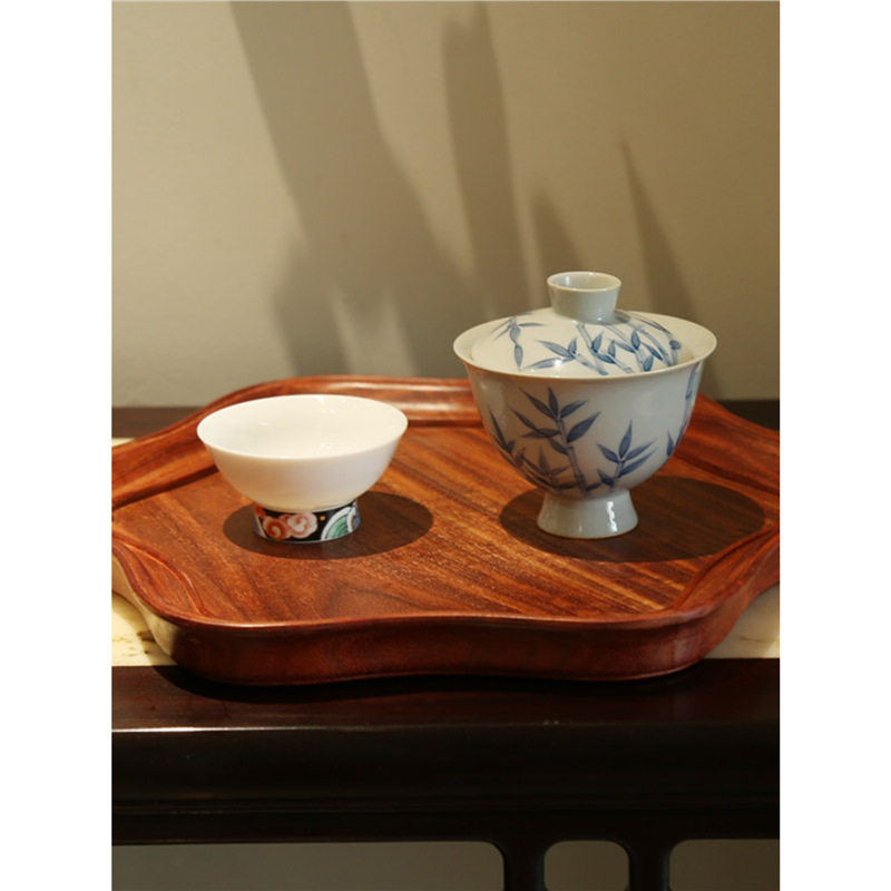 红木托茶盘中式红木文盘血檀六角盆果盘日式餐盘