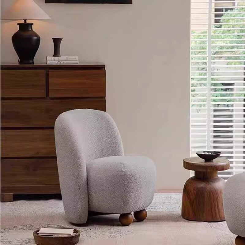 简约实木沙发椅客厅创意小牛椅休闲布艺单人沙发椅卧室书房椅民宿