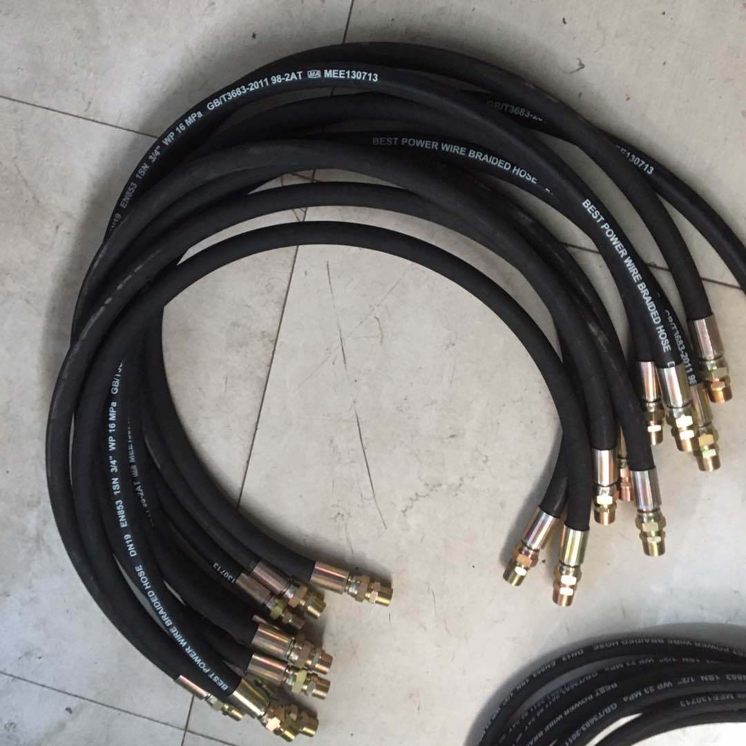 空压机储气罐连接高压钢丝胶管耐高温高压4分6分1寸外丝接头气管