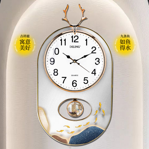 玄关餐客厅2025新款 高级感欧式轻奢别墅复古实木壁挂时钟表装饰