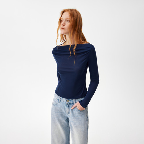 REDOLENCE船领压褶结构长袖T恤