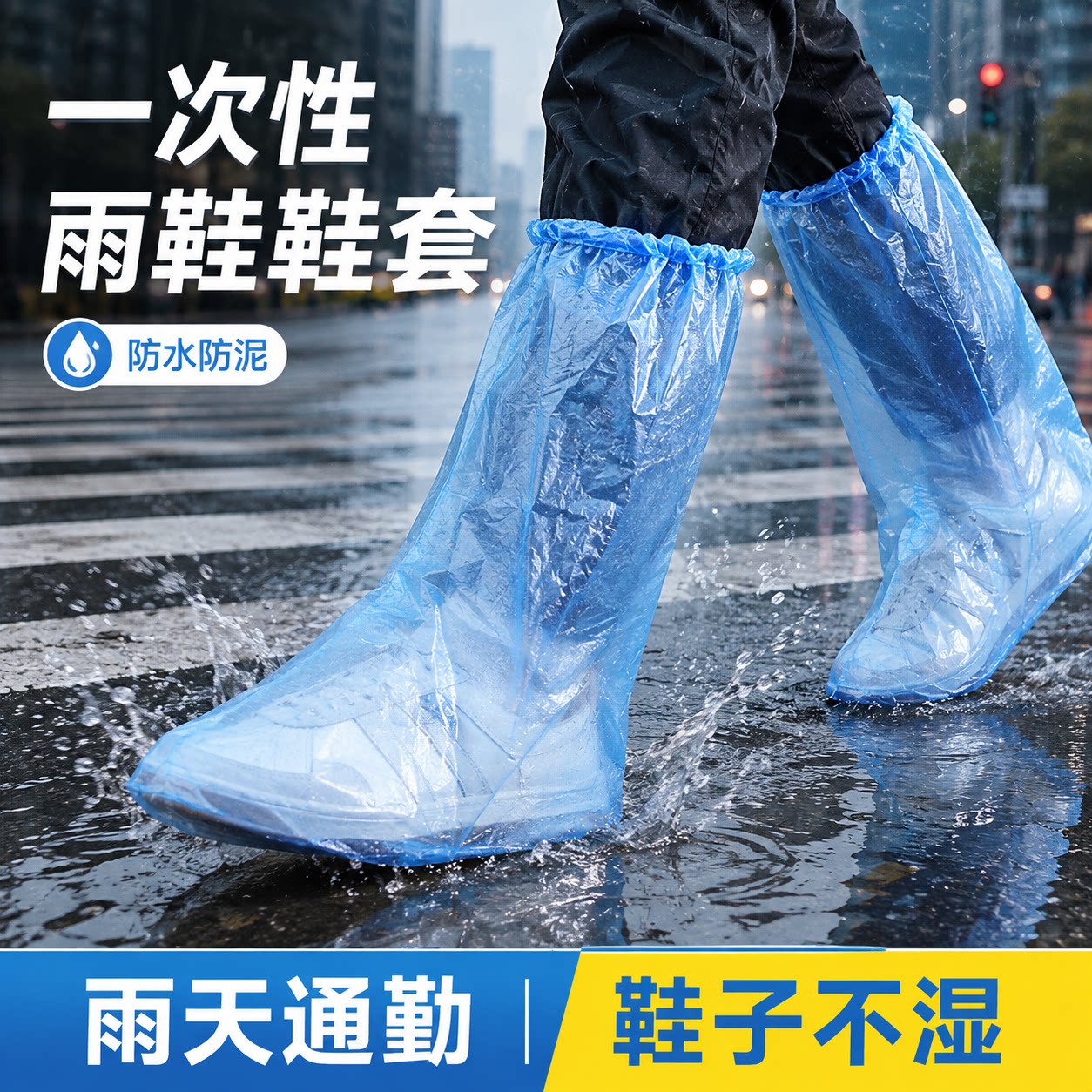 一次性雨鞋鞋套下雨天防水防滑透明塑料加厚耐磨高筒长筒防雨脚套