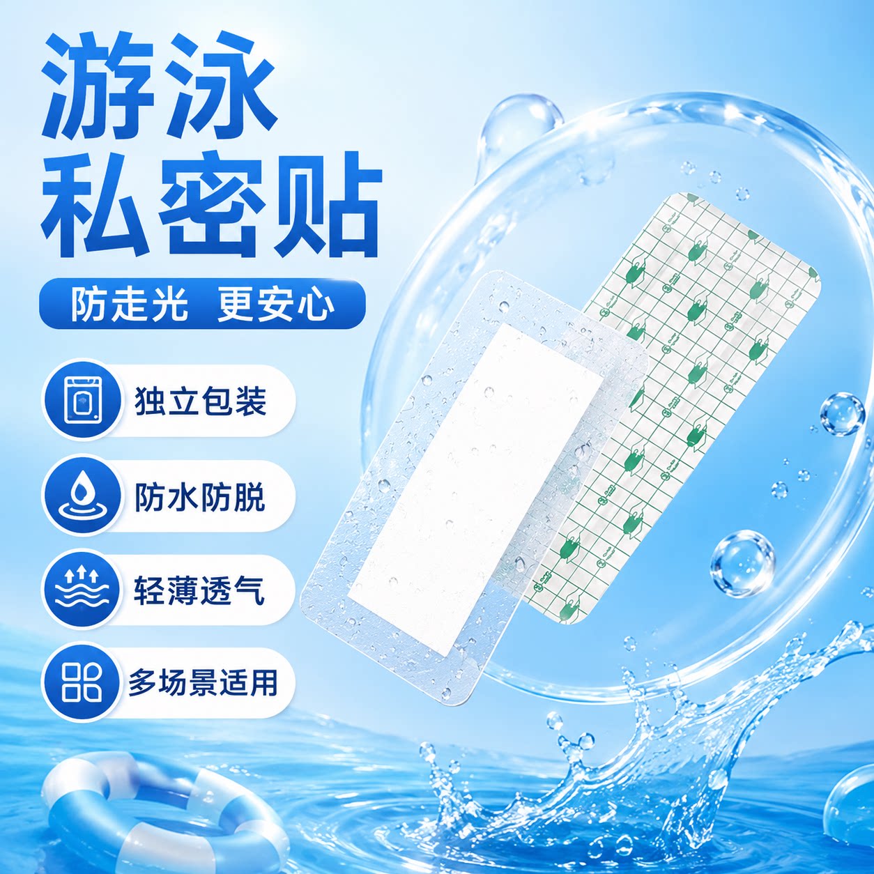 儿童成人游泳私密防护贴水上乐园泡温泉防水隔菌私处防感染无忧贴