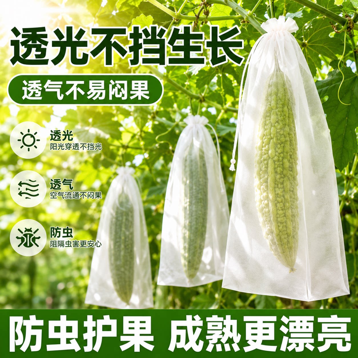 丝瓜黄瓜防虫套袋瓜果防护袋苦瓜蔬果防鸟防尘防水果蔬保护网袋