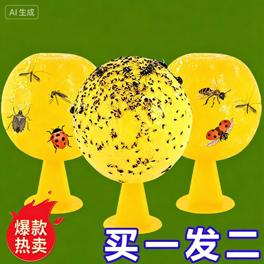 厨房蠓虫果蝇诱捕神器室内带底座粘虫球去除小飞虫苍蝇
