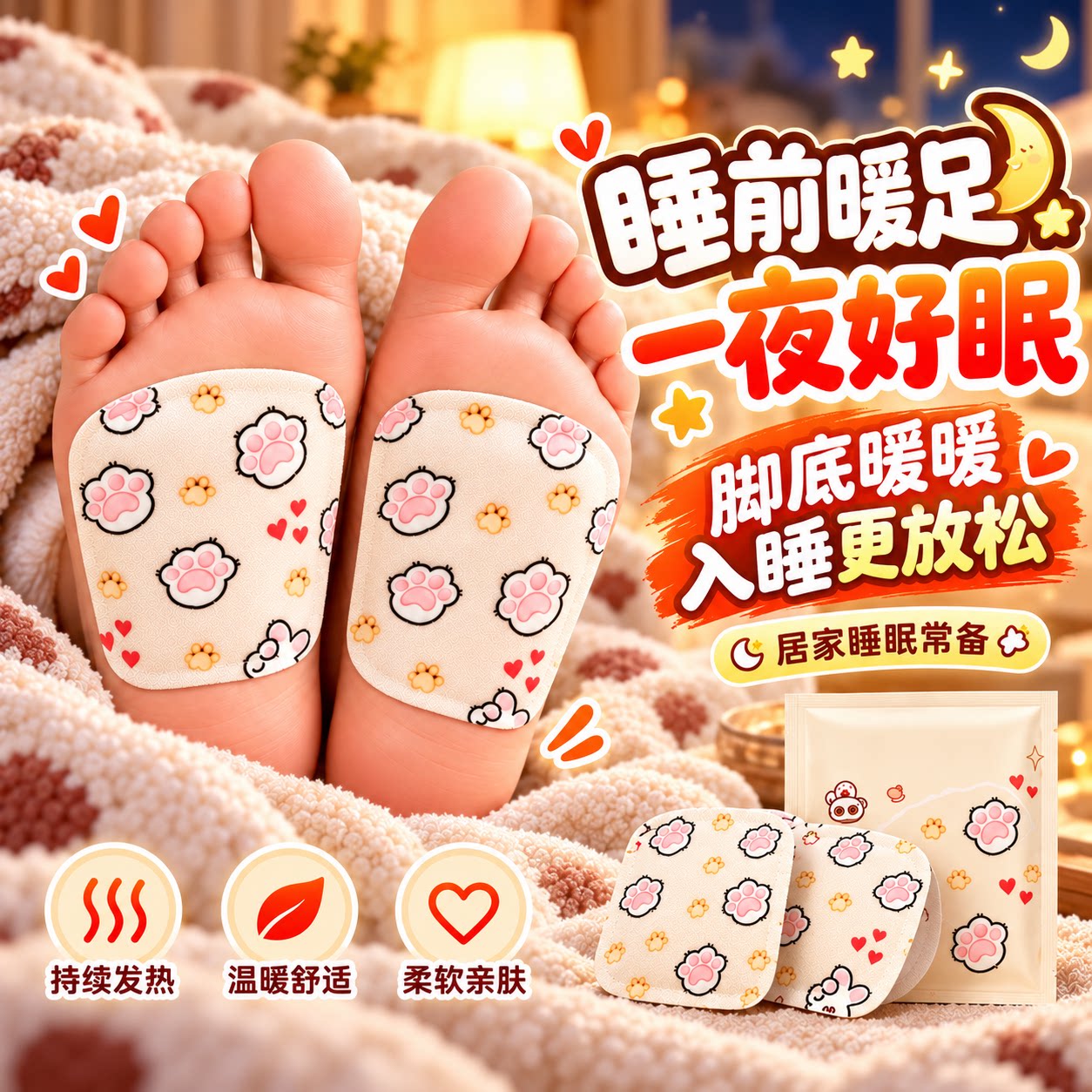 穿戴式暖脚贴暖手暖脚发热贴保暖驱寒贴发热暖宝宝热敷贴被窝专用