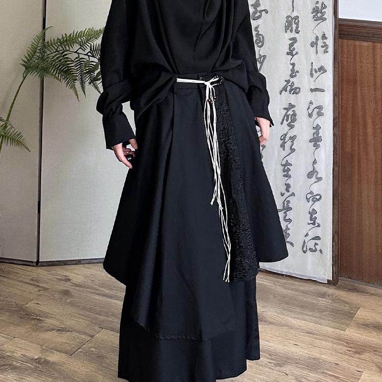 地心引力新中式 山本耀司暗黑系不规则拼接男女休闲户外西裤裙裤