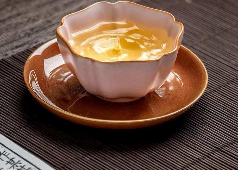 政宗汝窑粉珀釉莲花杯高端礼品茶礼送礼主人杯女士茶杯瓷器收藏