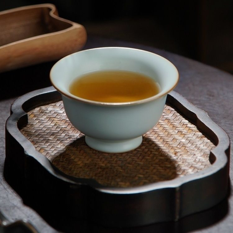 汝窑压手杯主人茶杯高级小众轻奢陶瓷送领导客户实用商务礼物