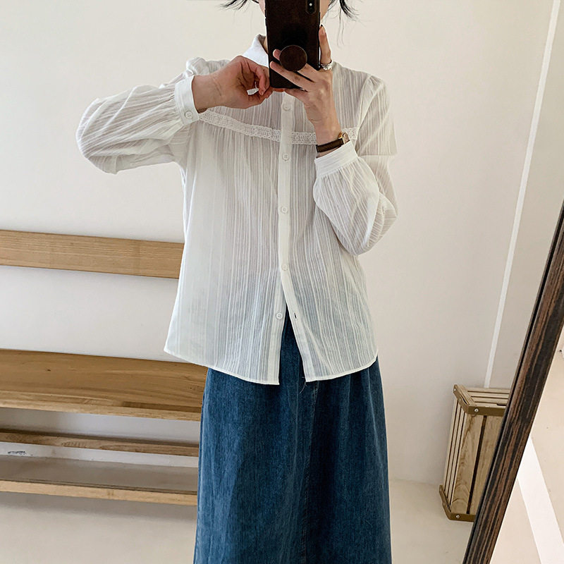 宽松休闲百搭纯棉衬衣设计感上衣