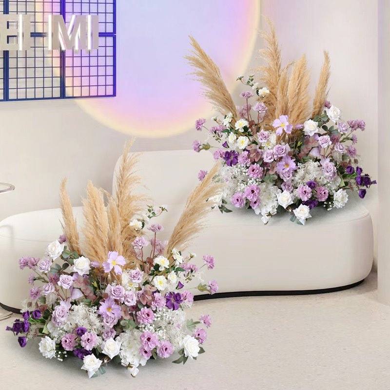清新紫仿真花艺造景摆件拍照摄影布景花丛花堆橱窗高级感花卉植物