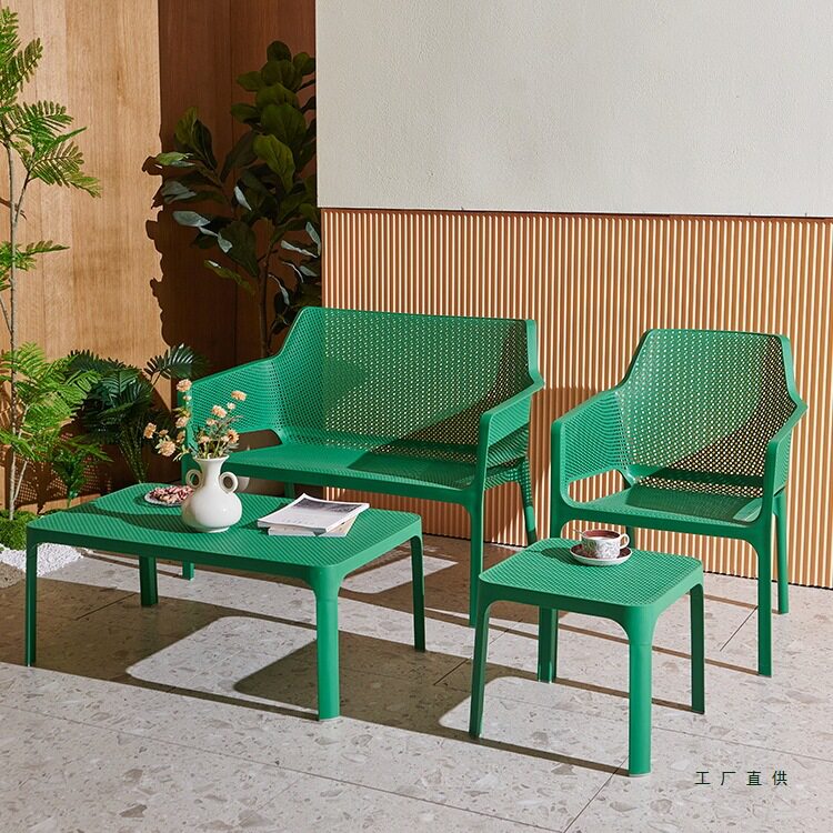 简约家用家用户外塑料椅子客厅茶几长几靠背沙发休闲椅餐厅餐桌椅