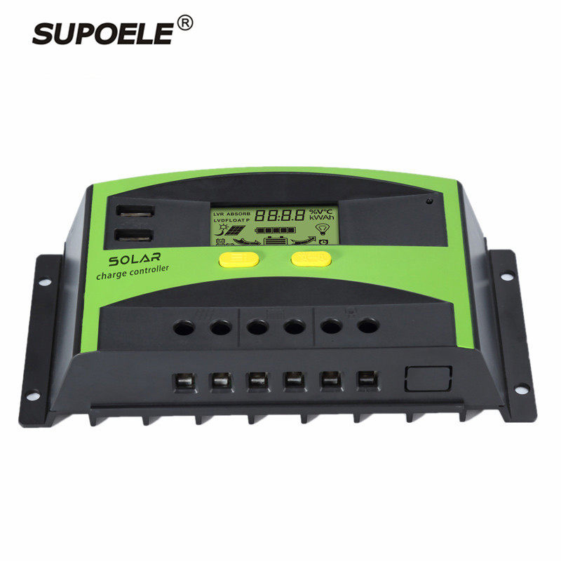 20A30A40A50A12V24V太阳能板充放电控制器双USB输出LCD显示PWM