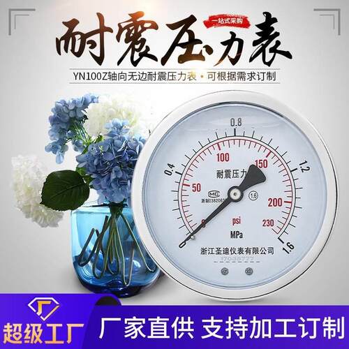 定制YN100Z背接式油压气压水压通用型M20*1.5轴向连接耐震压力表