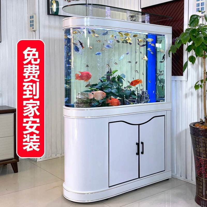 子弹头底滤生态鱼缸客厅大型家用桌面缸