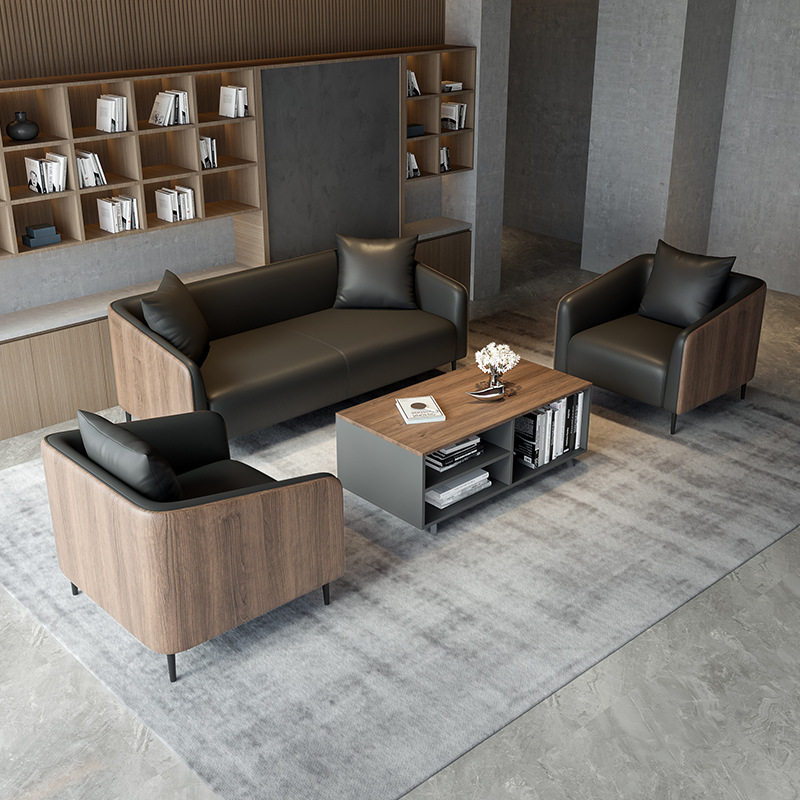 办公沙发简约接待会客洽谈室商务三人位办公室接待室茶几组合套装