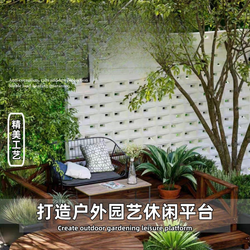 户外防腐木防滑地台围栏