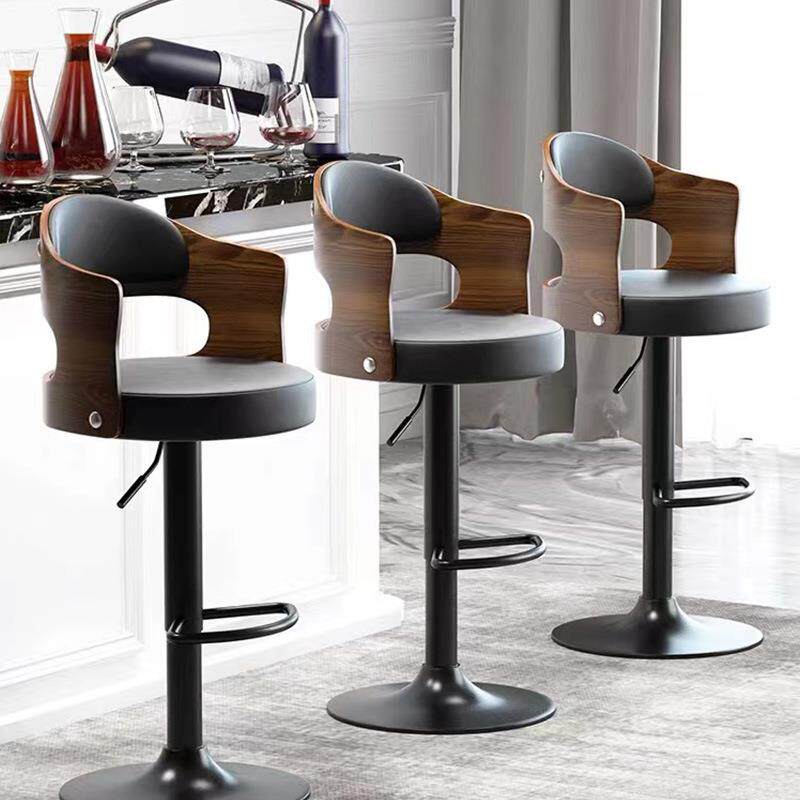 吧台椅升降实木靠背高脚凳子家用现代简约铁艺吧椅吧台凳前台椅子