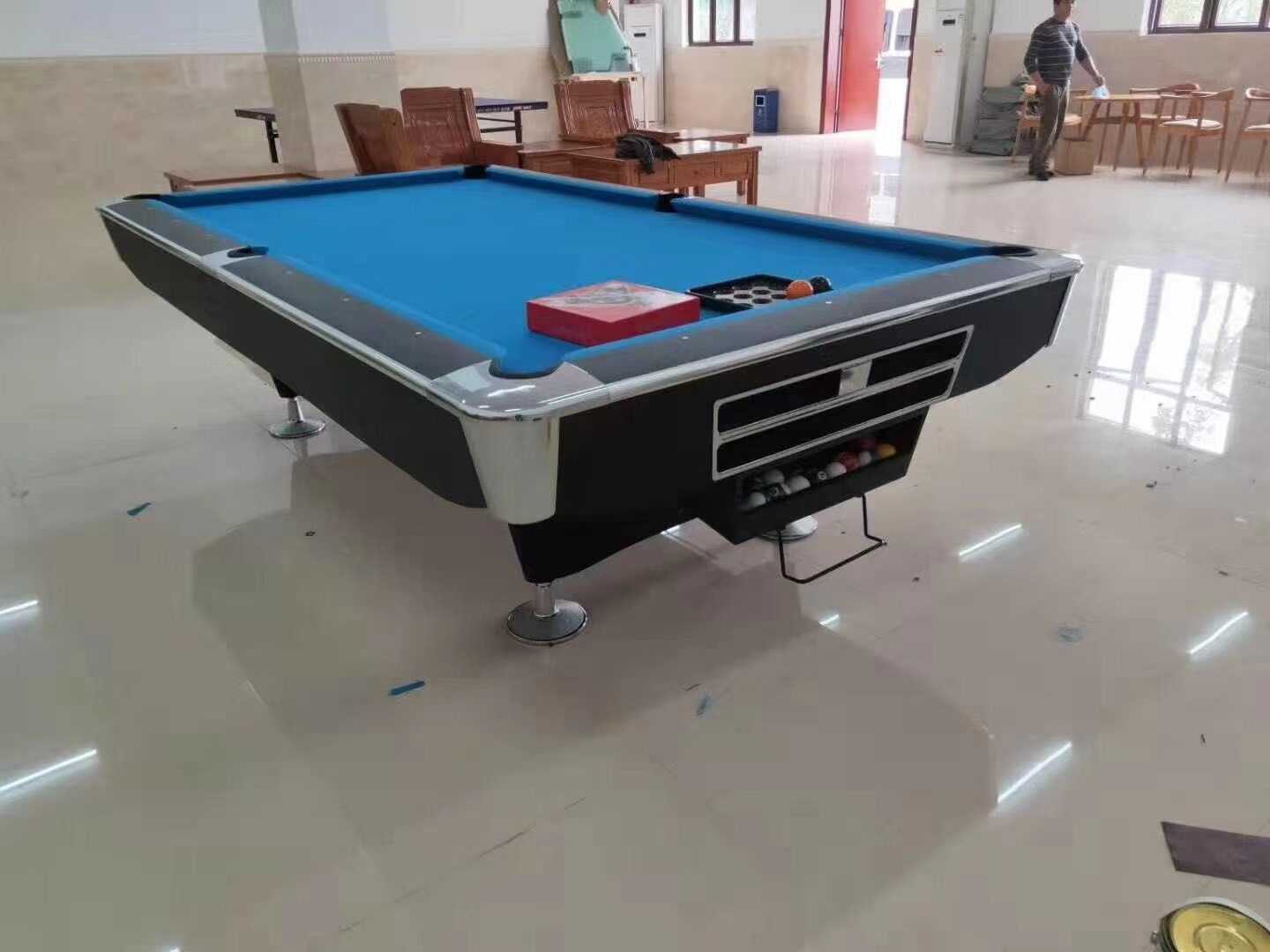 新款六代花式九球桌青石板实木邦库标准型家用室内九球桌商用黑八