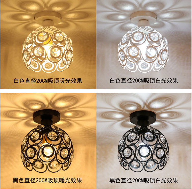 LED水晶吸顶灯简约欧式轻奢门厅过道走廊玄关阳台客厅楼梯间灯饰