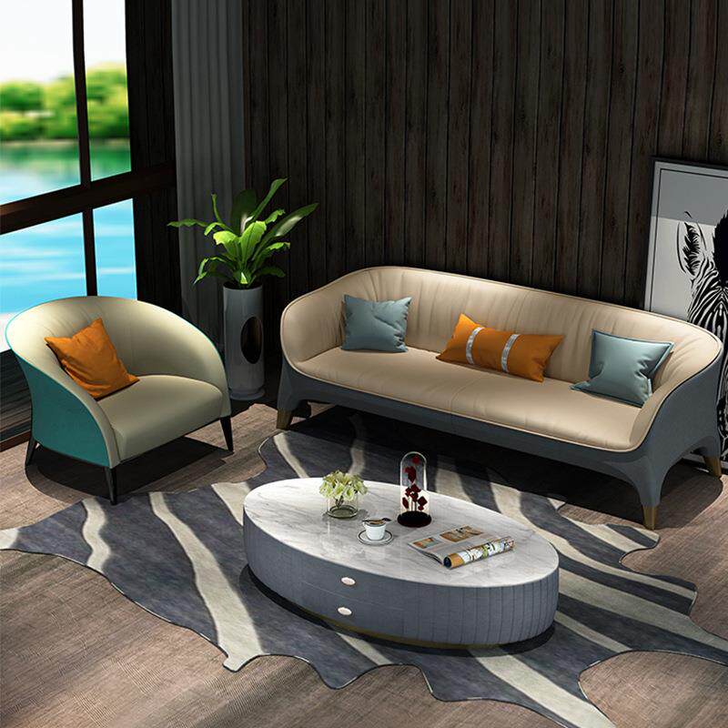 北欧现代皮艺单双三人沙发茶几组合样板间客厅简约整装小户型沙发