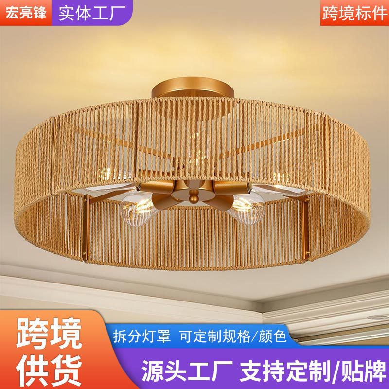 LED藤编编织吸顶吊灯欧式全屋