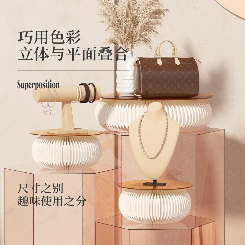 小展架圆形展示台可折叠小摆台桌面摆放装饰拍摄陈列架台面